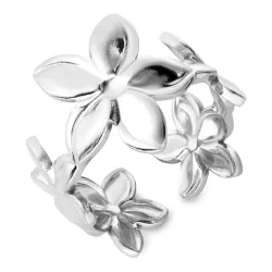 vattentät blommor ring i stål - OCEANA