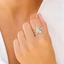 vattentät blommor ring i stål - OCEANA