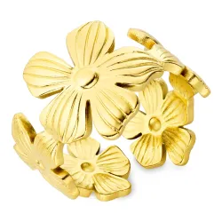 vattentät blommor ring i förgyllt stål - OCEANA