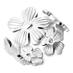 vattentät blommor ring i stål - OCEANA