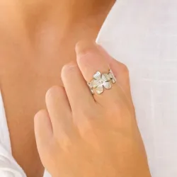 vattentät blommor ring i stål - OCEANA