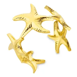 vattentät sjöstjärna ring i förgyllt stål - OCEANA