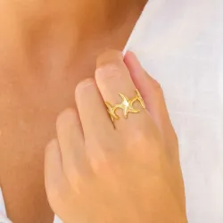 vattentät sjöstjärna ring i förgyllt stål - OCEANA