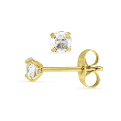 4 mm vattentät zirkon solitäreörhängestift i förgyllt stål - OCEANA