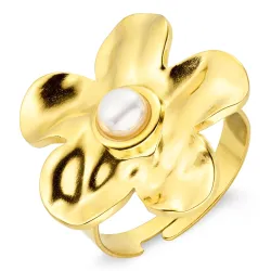 vattentät blommor ring i förgyllt stål - OCEANA