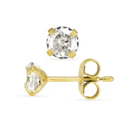 5 mm vattentät solitäreörhängestift i förgyllt stål - OCEANA