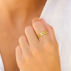 vattentät ring i förgyllt stål - OCEANA