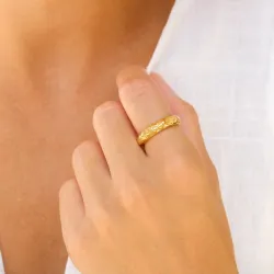 vattentät ring i förgyllt stål - OCEANA