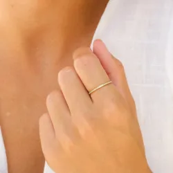 vattentät zirkon ring i förgyllt stål - OCEANA