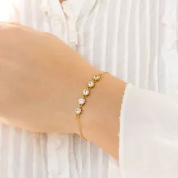 vattentät zirkon armband i förgyllt stål - OCEANA