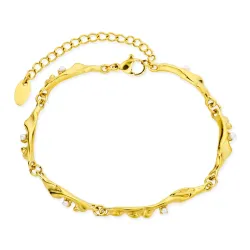 vattentät pärla armband i förgyllt stål - OCEANA