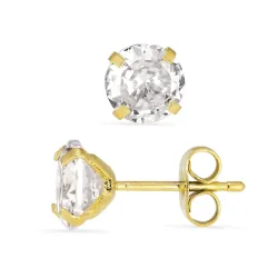 7 mm vattentät solitäreörhängestift i förgyllt stål - OCEANA