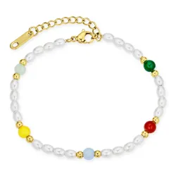 vattentät multifärgat pärla armband i förgyllt stål - OCEANA