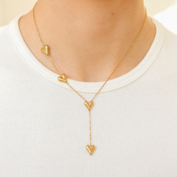 vattentät hjärta halsband i förgyllt stål - OCEANA