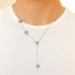 vattentät hjärta halsband i stål - OCEANA