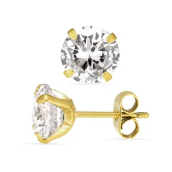 8 mm vattentät solitäreörhängestift i förgyllt stål - OCEANA