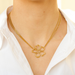vattentät blommor halsband i förgyllt stål - OCEANA