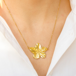 vattentät blommor halsband i förgyllt stål - OCEANA