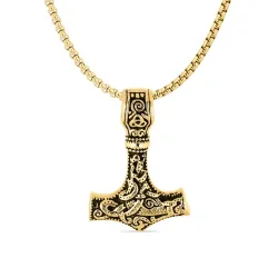 vattentät tors hammare halsband i förgyllt stål - OCEANA