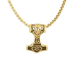 vattentät tors hammare halsband i förgyllt stål - OCEANA