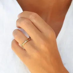 vattentät zirkon ring i förgyllt stål - OCEANA