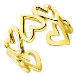 vattentät hjärta justerbar ring i förgyllt stål - OCEANA