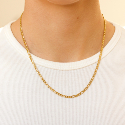 vattentät figarohalskedja i förgyllt stål 45 cm x 3 mm  - OCEANA