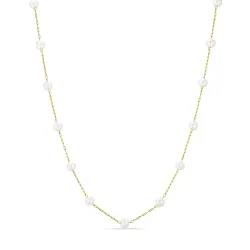 vattentät pärla halsband i förgyllt stål 45+5 cm x 4,2 mm  - OCEANA