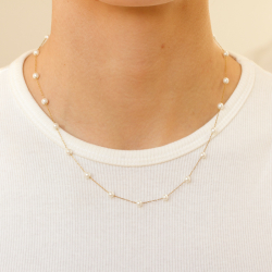 vattentät pärla halsband i förgyllt stål 45+5 cm x 4,2 mm  - OCEANA