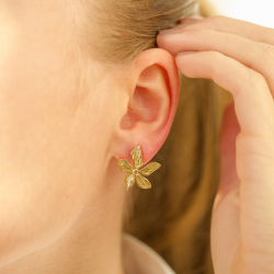 vattentät blommor örhängen i förgyllt stål - OCEANA