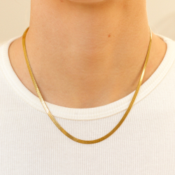 vattentät ormhalskedja i förgyllt stål 40+5 cm x 3 mm  - OCEANA