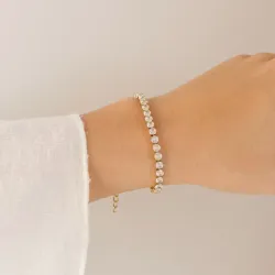 vattentät zirkon armband i förgyllt stål - OCEANA