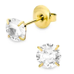 6 mm vattentät solitäreörhängestift i förgyllt stål - OCEANA