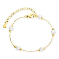 vattentät pärla armband i förgyllt stål - OCEANA