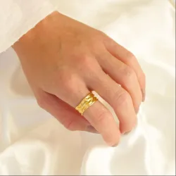 vattentät justerbar ring str. 54-58 i förgyllt stål - OCEANA