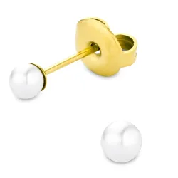 3 mm vattentät pärla örhängestift i förgyllt stål - OCEANA