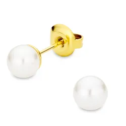 6 mm vattentät pärla örhängestift i förgyllt stål - OCEANA