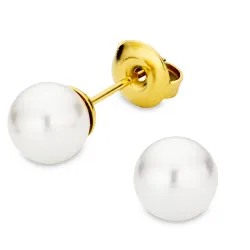 7 mm vattentät pärla örhängestift i förgyllt stål - OCEANA