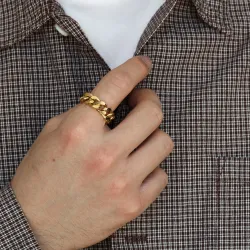 vattentät panzer ring i förgyllt stål