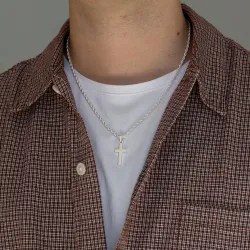 vattentät halsband i stål med korshänge i stål