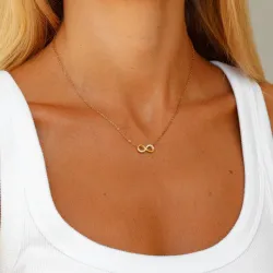 vattentät infinity zirkon halsband i förgyllt stål - OCEANA