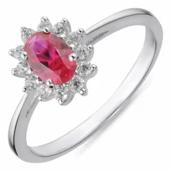 rosett zirkon ring i rhodinerat silver
