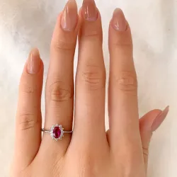 rosett zirkon ring i rhodinerat silver