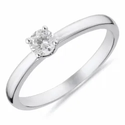 vit zirkon solitärring i rhodinerat silver