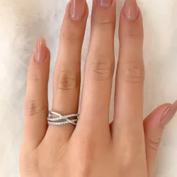 ringar: zirkon silver fingerring i rhodinerat silver