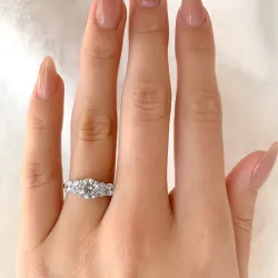 Slät zirkon ring i rhodinerat silver