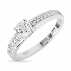 vit zirkon ring i rhodinerat silver
