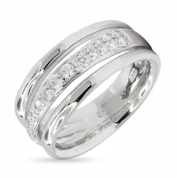 Bred vit zirkon ring i rhodinerat silver