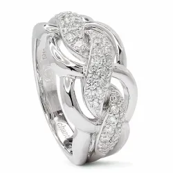 Flätat zirkon ring i rhodinerat silver