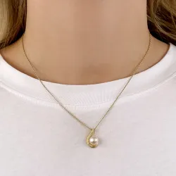 pärla hängen i förgyllt silver